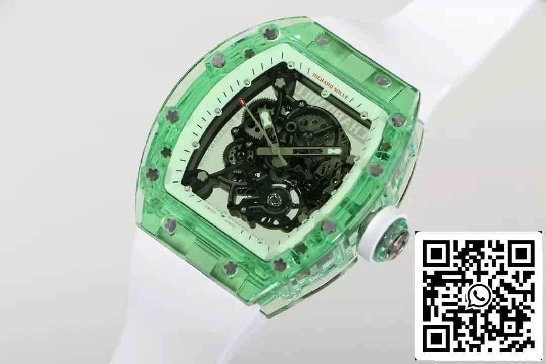 Réplique Richard Mille RM055 Meilleure édition 1:1 RM Factory Green Transparent Case