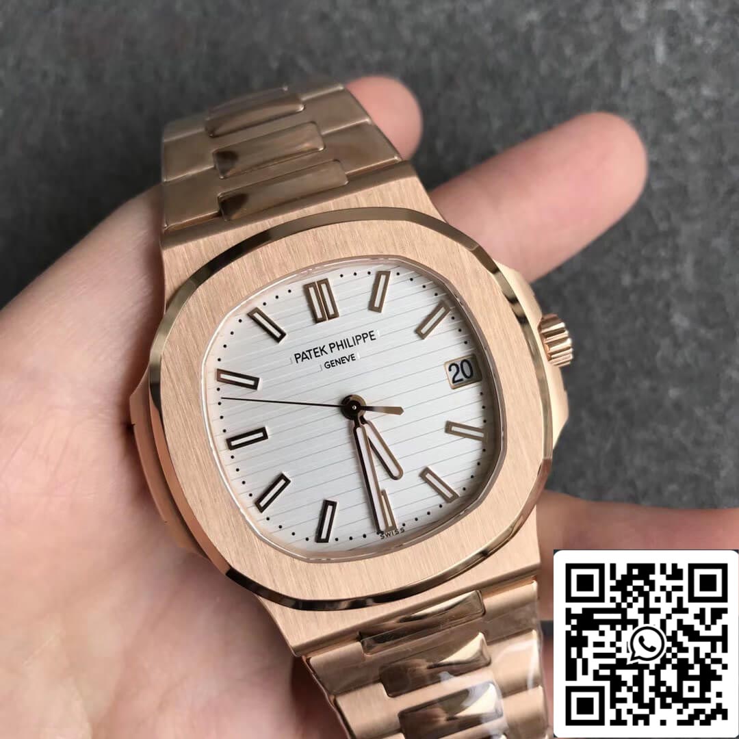 Patek Philippe Nautilus 5711/1R-001 1:1 Meilleure édition PPF Factory V4 Or rose Cadran blanc Suisse ETA324