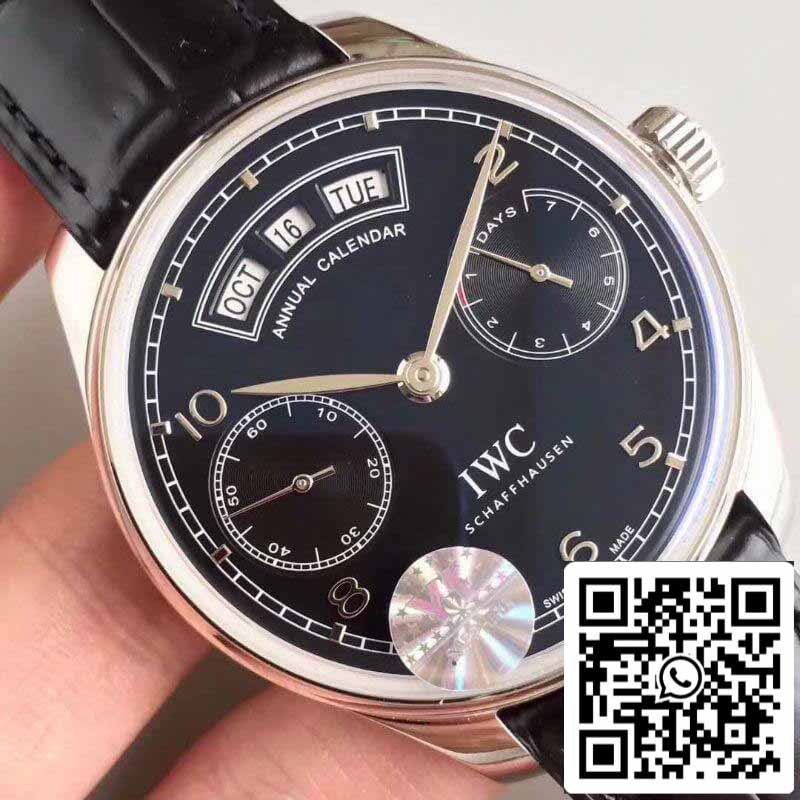 IWC Portugieser Calendario Anual IW503502 YL Factory 1:1 Mejor Edición Suizo ETA52850 Esfera Negra