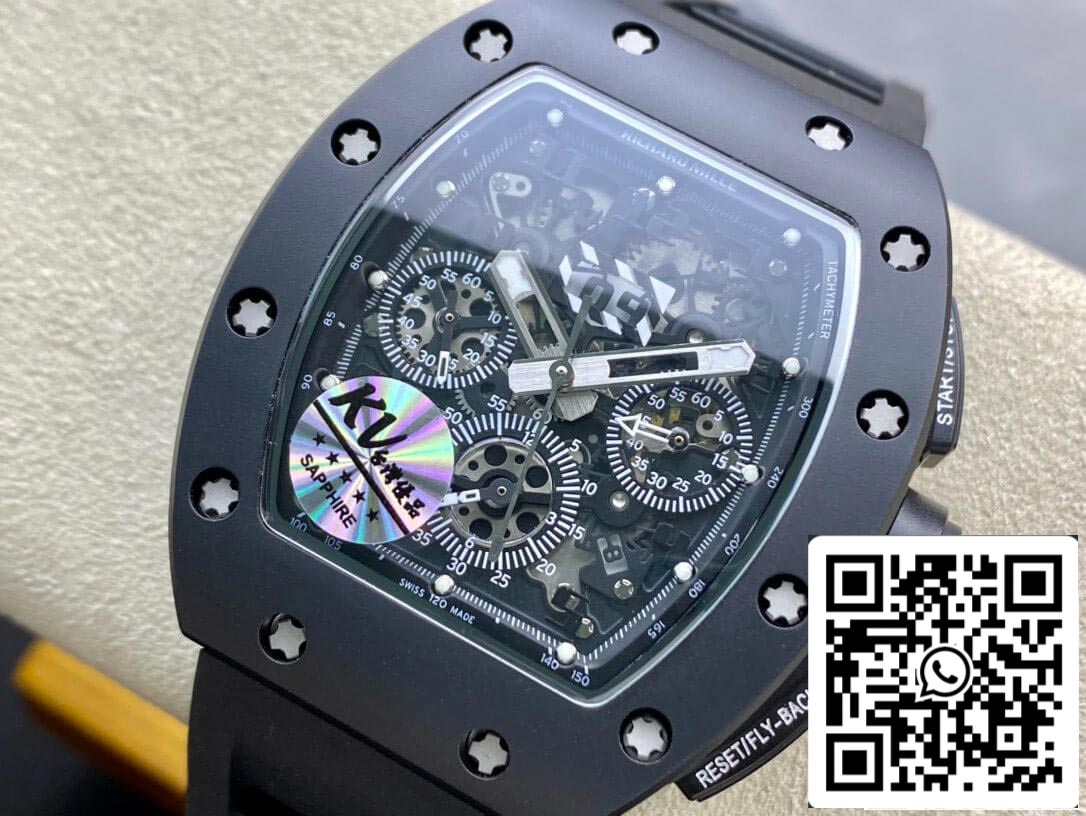 Richard Mille RM011 1:1 Meilleure édition KV Factory Boîtier noir en céramique