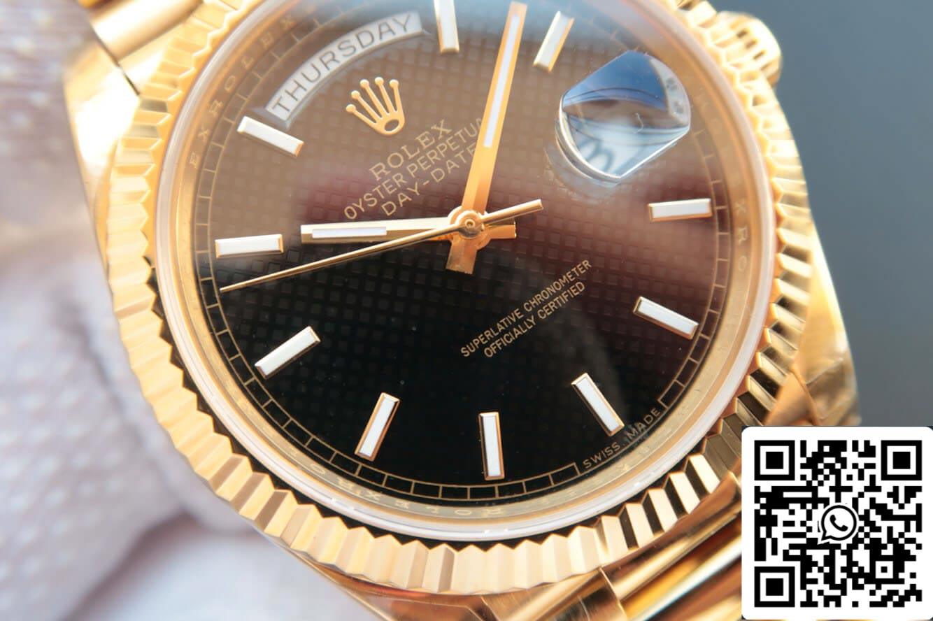 Rolex Day Date M228238-0004 1:1 Melhor Edição EW Factory Mostrador Preto