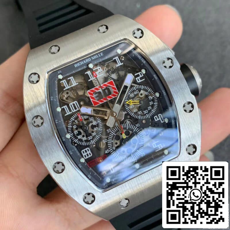 Richard Mille RM011 1:1 Best Edition KV Factory Black Rubber Strap