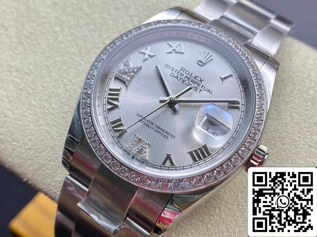 Rolex Datejust M126284RBR-0022 1:1 Melhor Edição EW Factory Mostrador Prateado