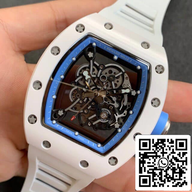 Richard Mille RM055 1:1 Meilleure édition KV Factory V2 Bracelet blanc