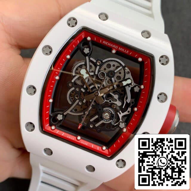 Richard Mille RM055 1:1 Meilleure édition KV Factory V2 Bracelet en caoutchouc céramique