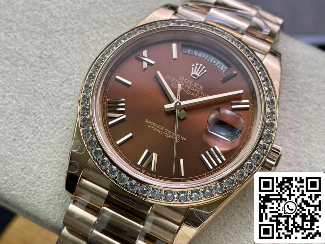 Rolex Day Date M228345RBR-0009 1:1 Melhor Edição EW Factory Mostrador Marrom