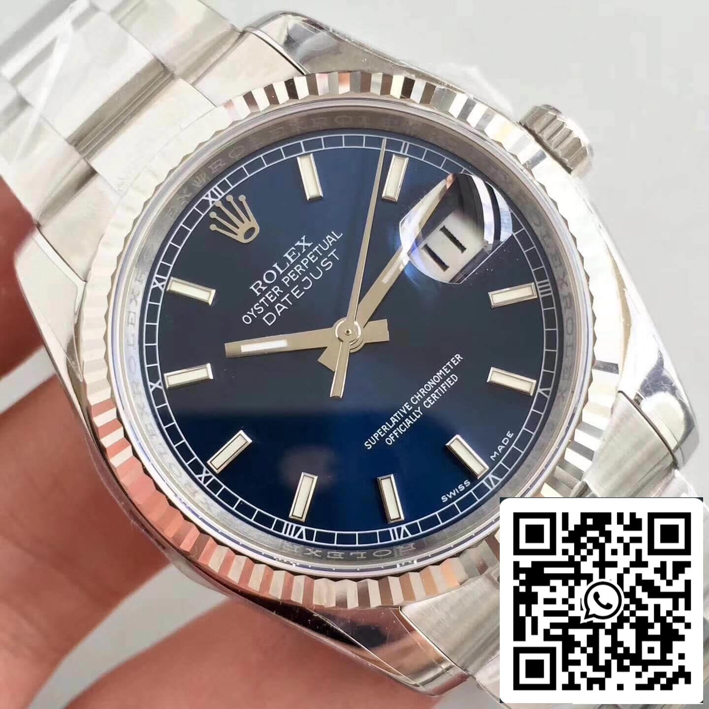 Rolex Datejust 36 mm 116234 AR Factory 1:1 Meilleure édition suisse ETA3135 Marqueur à cadran bleu