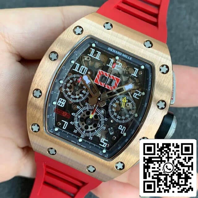 Richard Mille RM011 1:1 Meilleure édition KV Factory Bracelet rouge en or rose