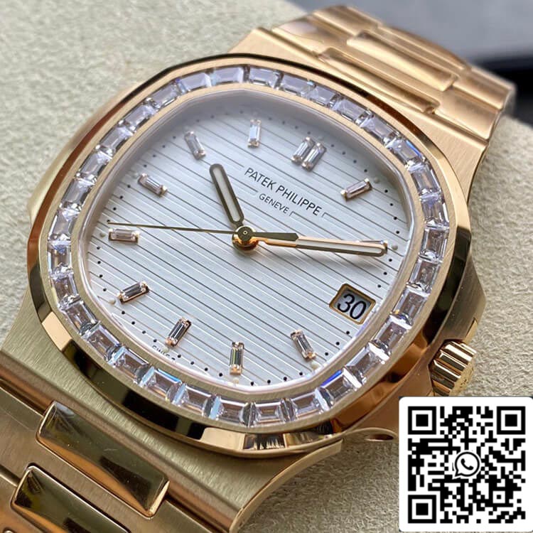 Patek Philippe Nautilus 1:1 Best Edition PPF Factory Rose Gold With Diamonds