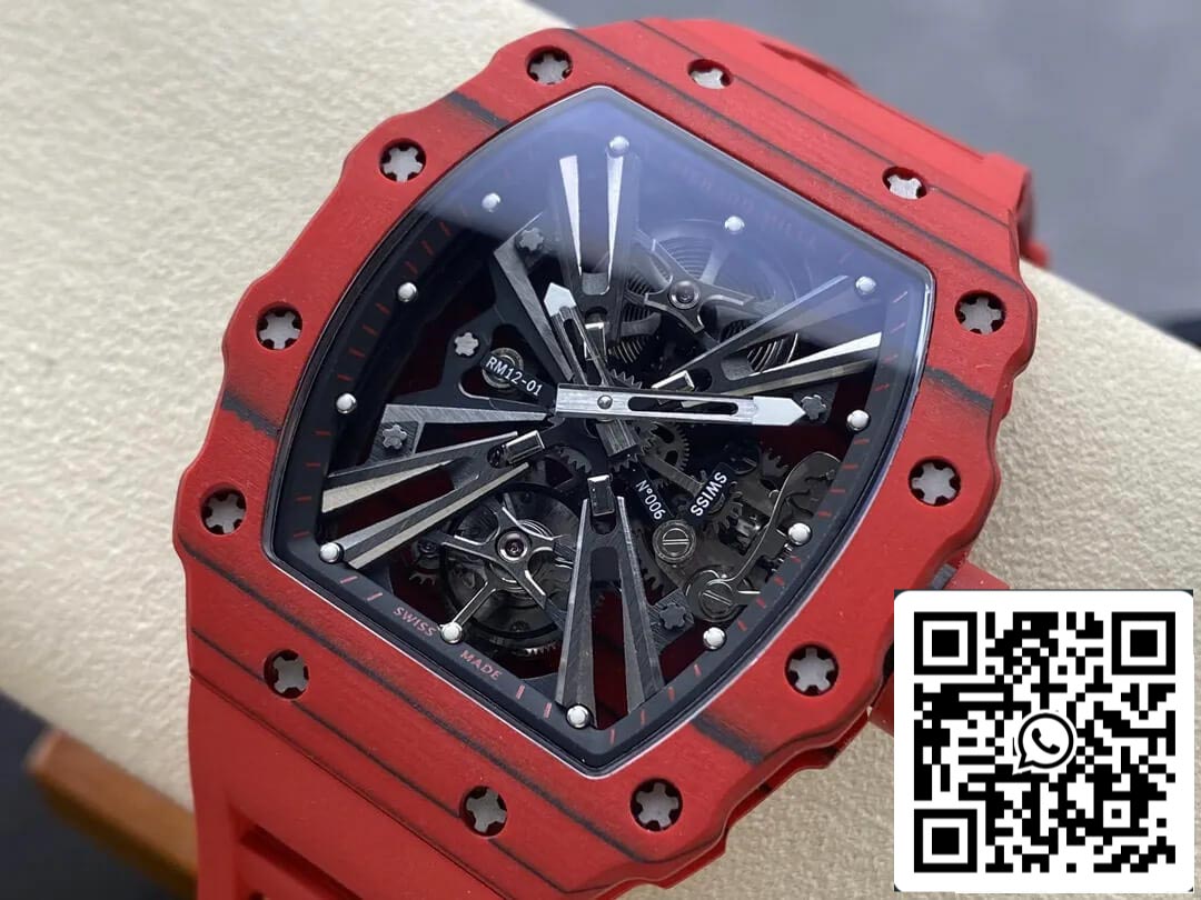 Richard Mille RM12-01 Tourbillon 1:1 Meilleure édition RM Factory Bracelet en caoutchouc rouge