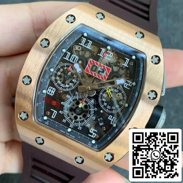 Richard Mille RM011 1:1 Best Edition KV Factory Brown Rubber Strap