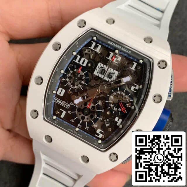 Richard Mille RM-011 Cinturino in caucciù bianco ceramico KV Factory 1: 1 della migliore edizione