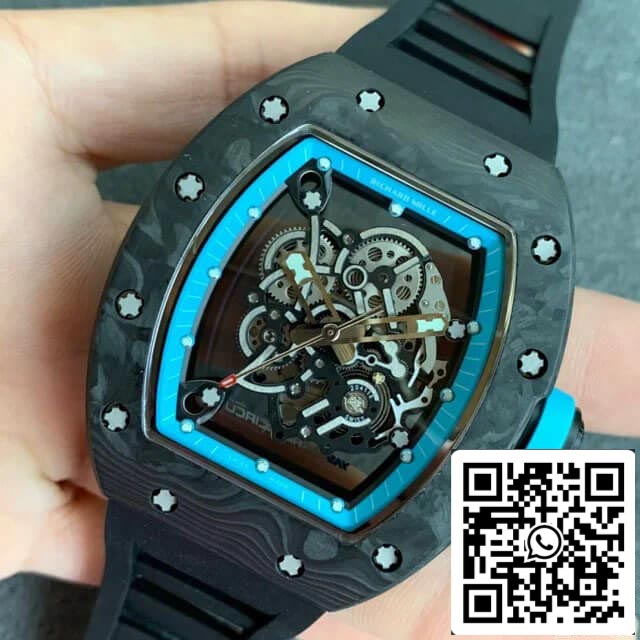 Richard Mille RM055 1:1 Melhor Edição KV Factory V2 Mostrador Esqueleto de Fibra de Carbono