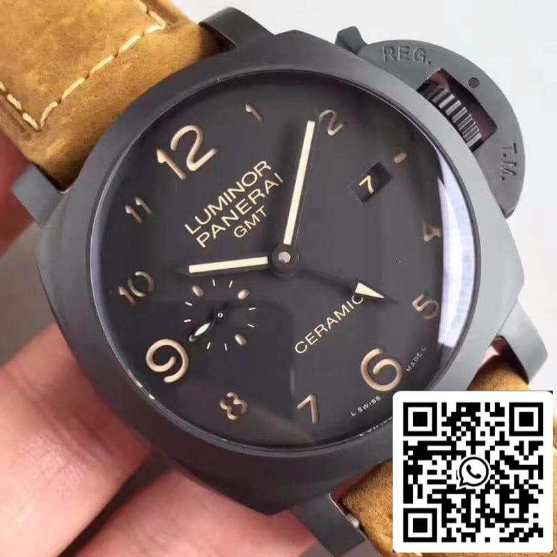 Panerai Luminor PAM441 VS Factory Ceramic Case 1:1 Best Edition Swiss ETA P9001 Brown Leather Strap