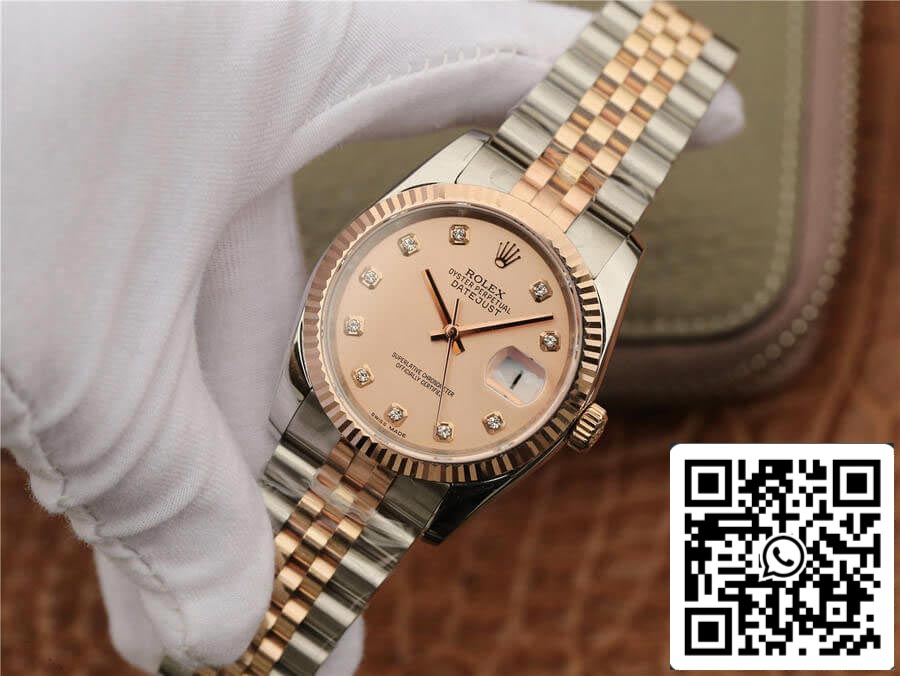 Rolex Datejust 116231 36MM 1:1 Melhor Edição GM Factory com mostrador rosa com diamante