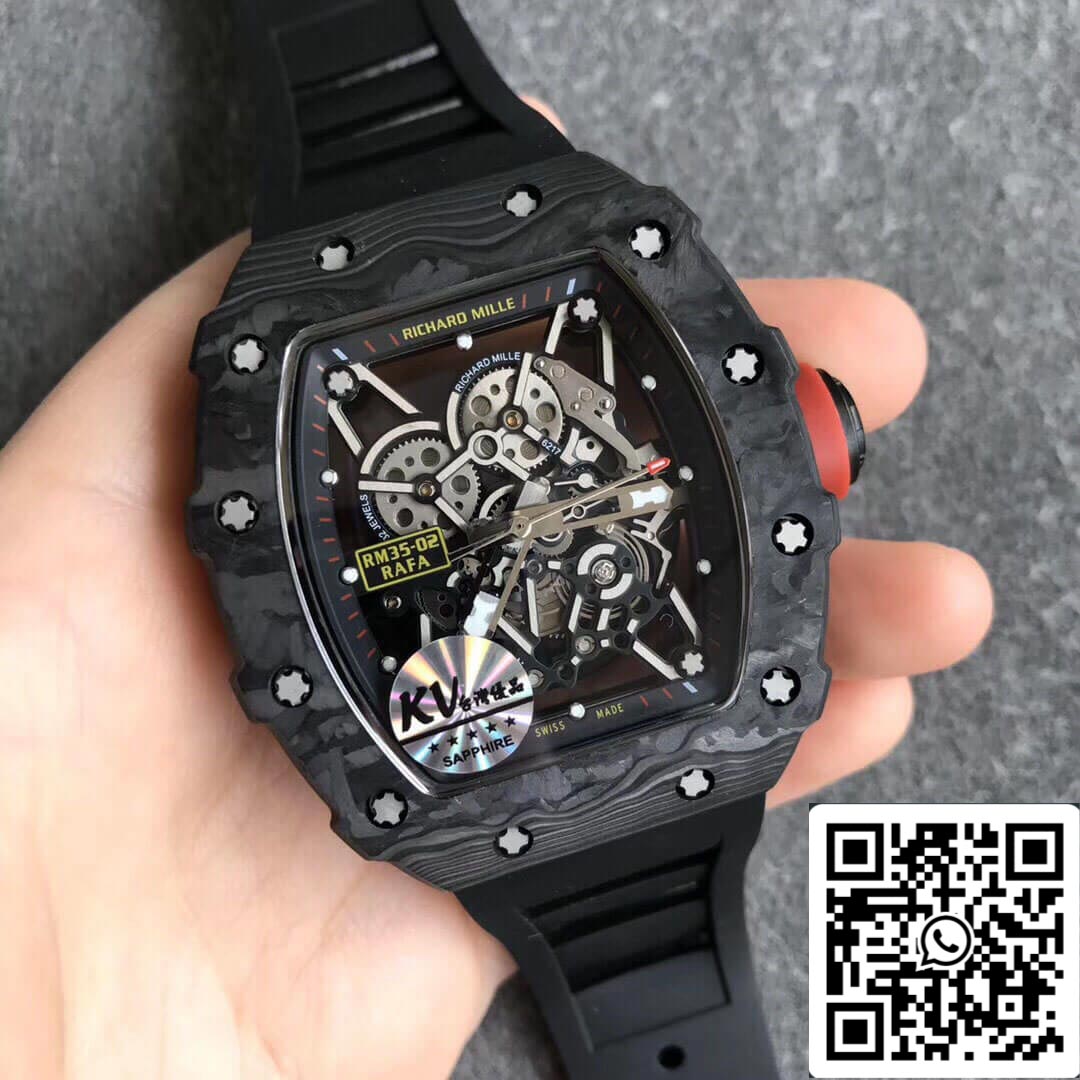 Richard Mille RM35-02 1:1 Melhor Edição KV Factory V3 Pulseira Preta