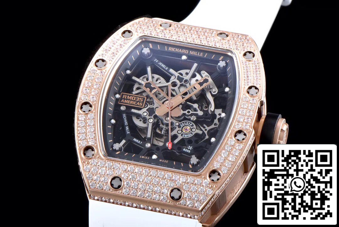 Richard Mille RM035 Cassa in oro rosa con diamanti KV Factory in scala 1:1 delle Americhe