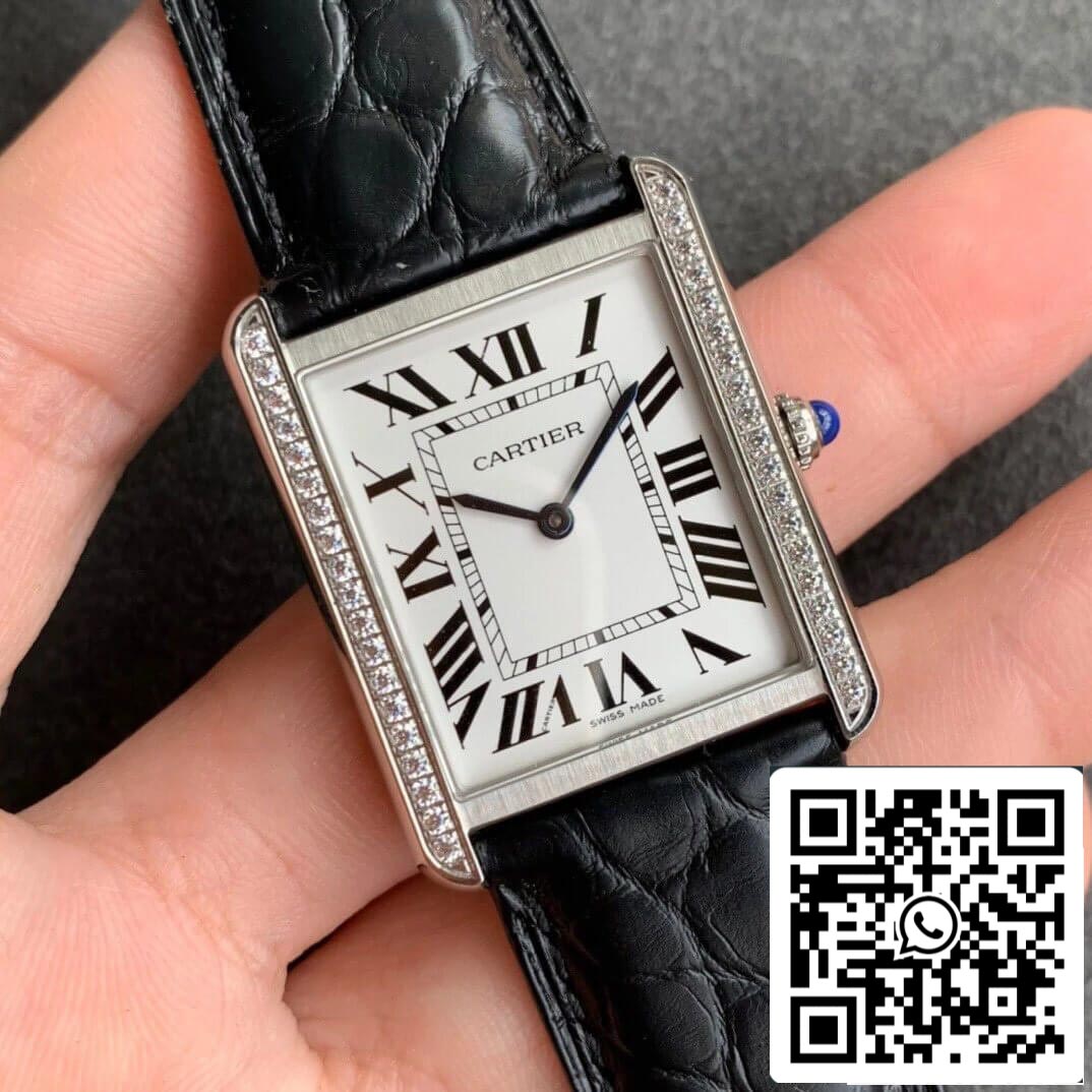 Cartier Tank 1:1 Best Edition K11 Fabrik schwarzes Lederarmband