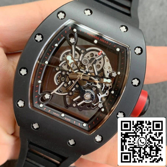 Richard Mille RM055 1:1 Best Edition KV Factory V2 pulseira preta de cerâmica