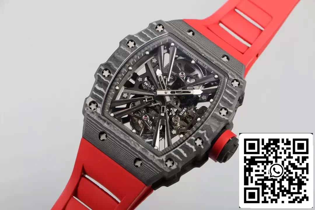 Richard Mille RM12-01 Tourbillon 1:1 Meilleure édition RM Factory Cadran squelette en fibre de carbone