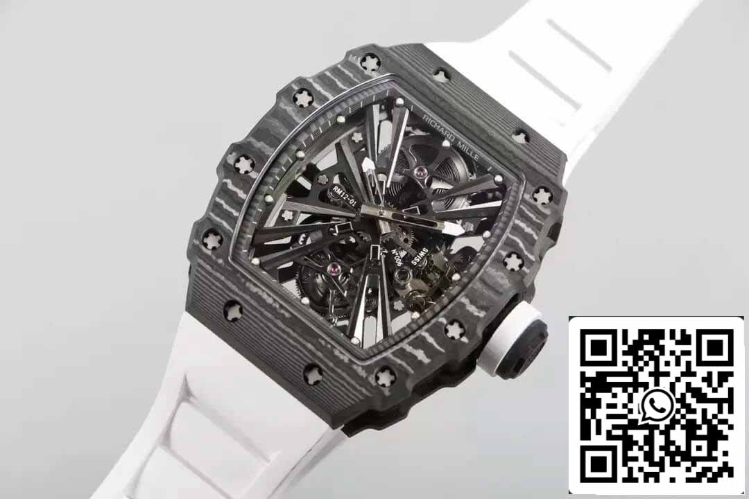 Richard Mille RM12-01 Tourbillon 1:1 Meilleure édition RM Factory Bracelet blanc en fibre de carbone