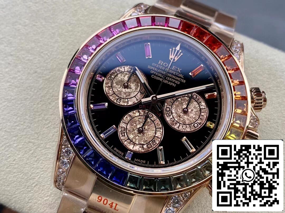 Rolex Daytona 116595 RAINBOW Rose Gold 1:1 Melhor Edição IPK Factory Rose Gold