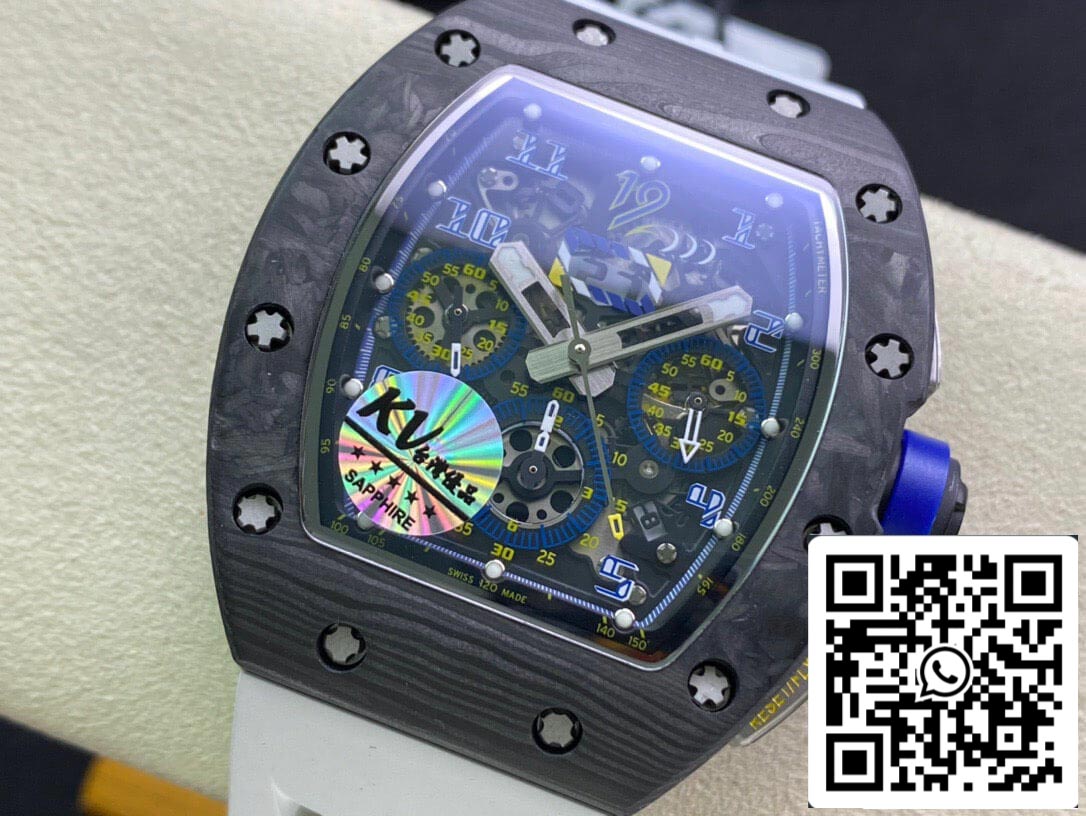 Richard Mille RM011 1:1 Best Edition KV Factory Carbon Fiber White Strap