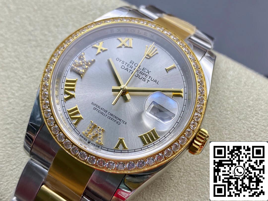 Rolex Datejust M126283RBR-0018 1:1 Melhor Edição EW Factory Mostrador Prateado