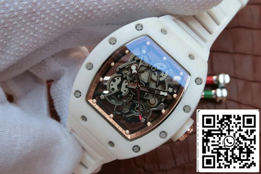 Richard Mille RM055 1:1 Best Edition KV Factory White Ceramic Rubber Strap