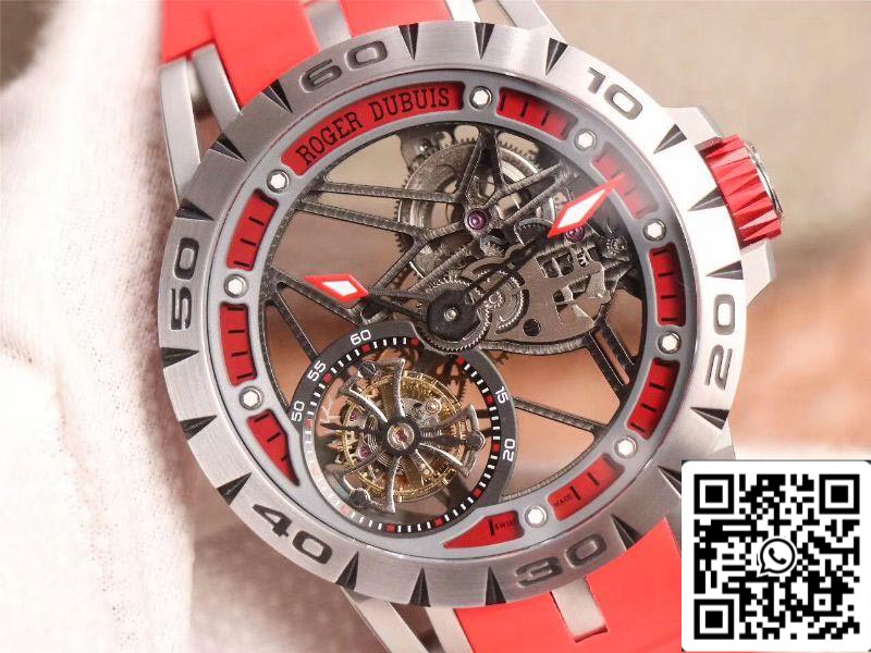 Roger Dubuis Excalibur Spider RDDBEX0572 Tourbillon à vol creux 1:1 meilleure édition JB Factory bracelet rouge suisse RD505SQ