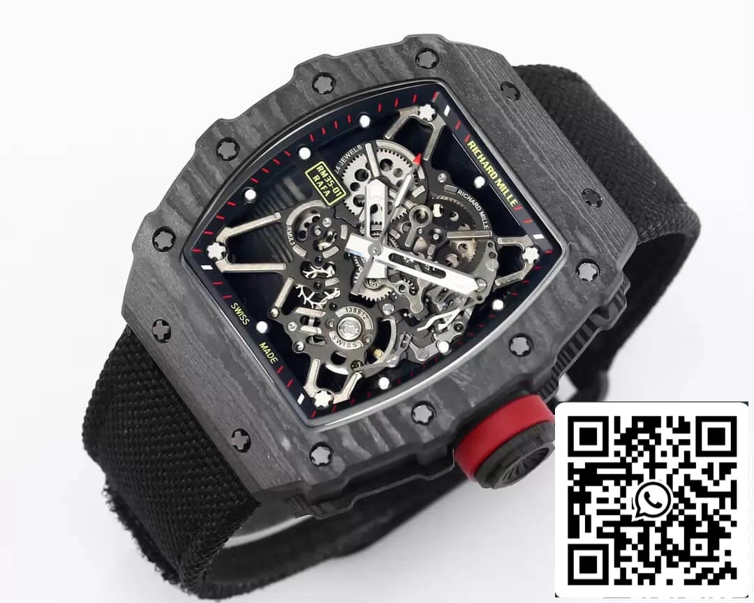 Richard Mille RM35-01 1:1 Meilleure édition BBR Factory Boîtier en fibre de carbone noir