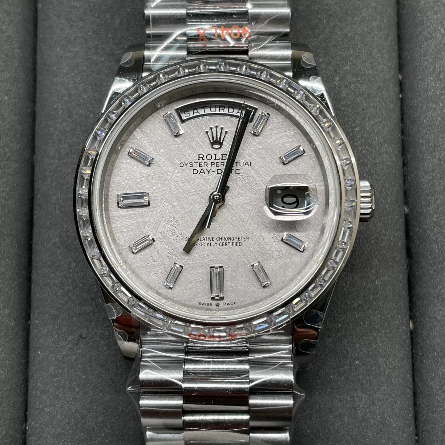 Rolex Day Date 40 M228396TBR-0027 Cadran diamant météorite 1: 1 Meilleure édition GM Factory V3 Version contrepoids