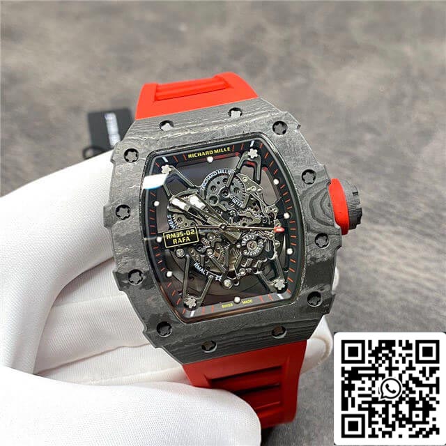 Richard Mille RM35-02 1:1 Meilleure édition KV Factory Bracelet rouge en fibre de carbone