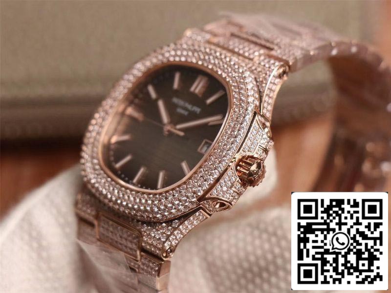 Patek Philippe Nautilus 5719-10G ouro rosa diamante 1:1 melhor edição R8 fábrica gradiente marrom mostrador suíço Cal.324 S‌ C