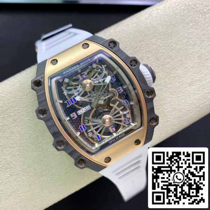 Richard Mille RM21-01 1:1 Meilleure édition RM Factory Tourbillon Cadran Squelette Bracelet Blanc