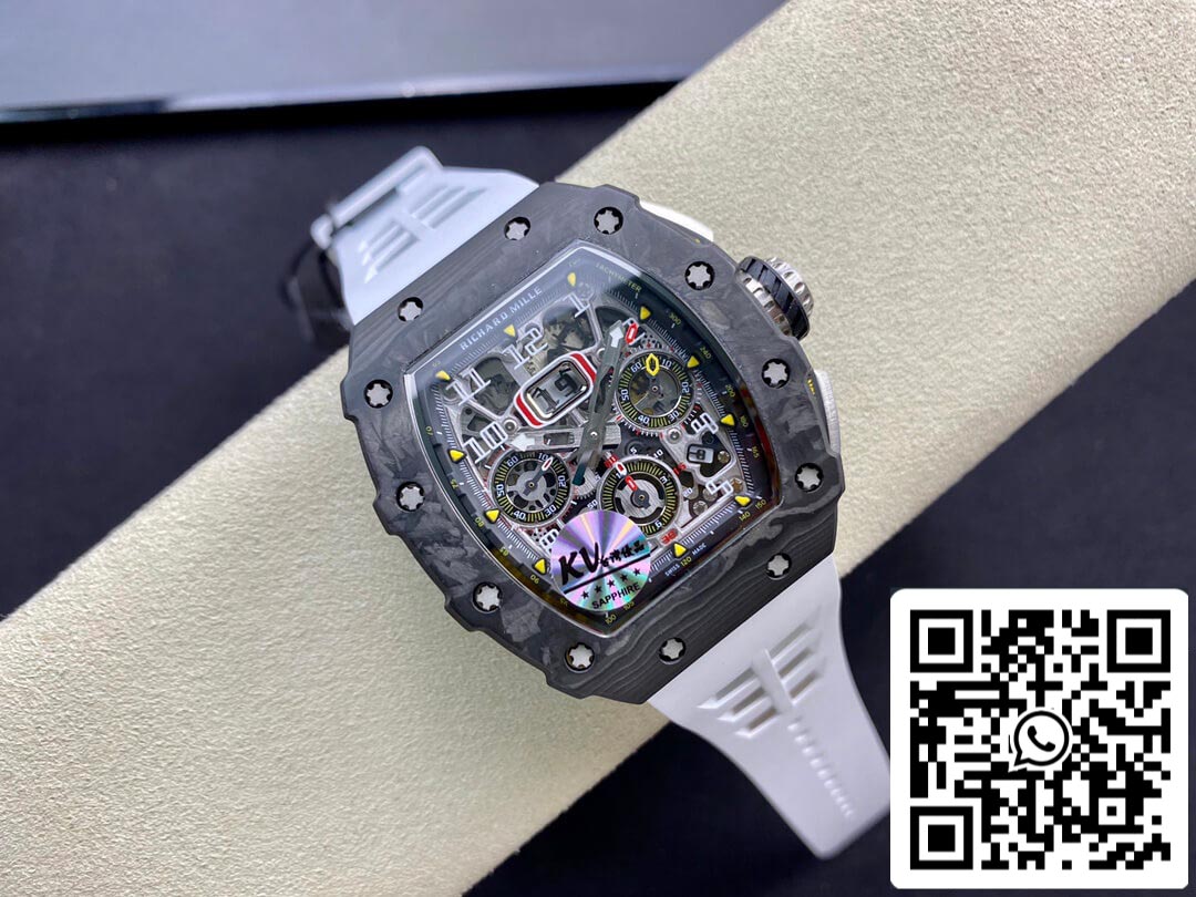 Richard Mille RM011-03 1:1 Meilleure édition KV Factory Bracelet blanc en fibre de carbone