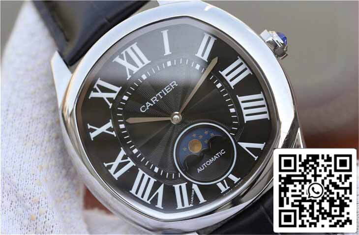 Drive De Cartier Moonphase WGNM0009 1:1 Meilleure édition en acier inoxydable Cadran noir