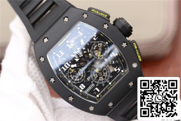 Richard Mille RM-011 1:1 Meilleure édition KV Factory Bracelet noir