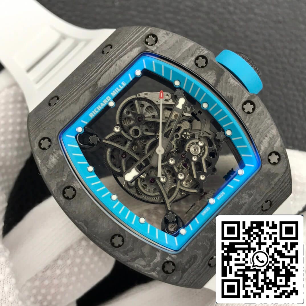 Richard Mille RM055 1:1 Melhor Edição ZF Factory Mostrador Esqueleto de Fibra de Carbono