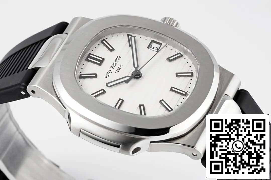 Patek Philippe Nautilus 5711 1:1 Meilleure édition PPF Factory Cadran blanc Bracelet en caoutchouc