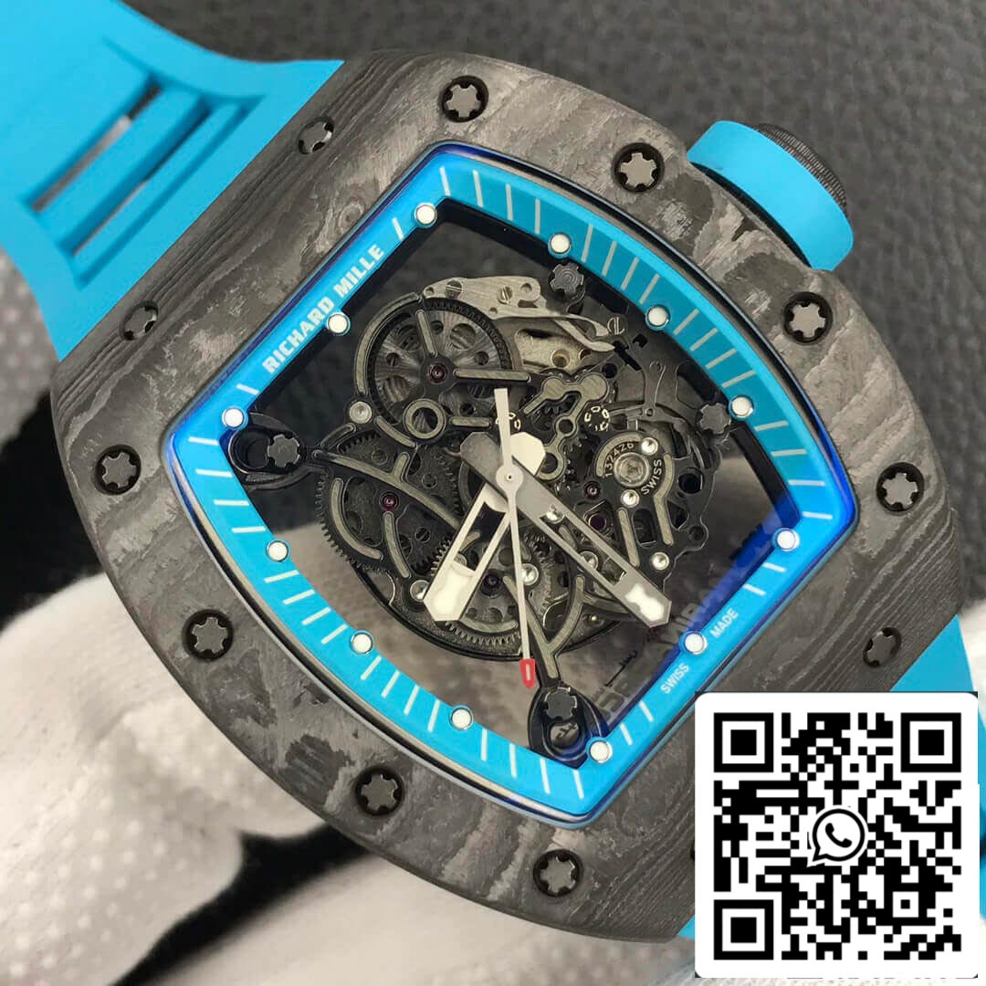 Richard Mille RM055 1:1 Melhor Edição ZF Factory Pulseira de Borracha Azul