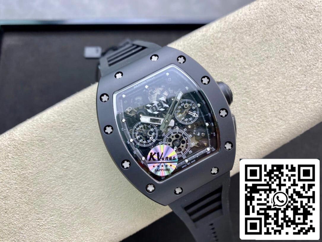 Richard Mille RM011 1:1 Meilleure édition KV Factory Boîtier noir en céramique