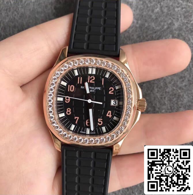 Patek Philippe Aquanaut 1:1 Best Edition PPF Factory Diamond Rose Gold Black Dial