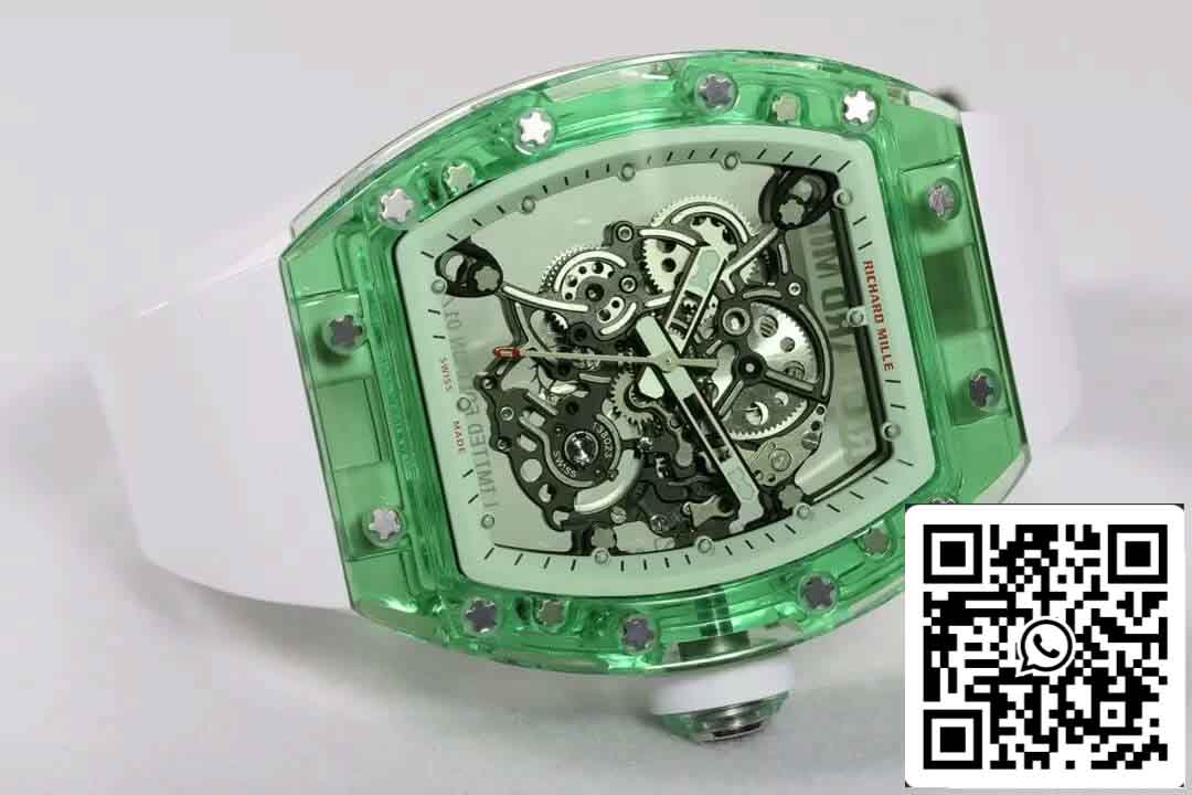 Réplique Richard Mille RM055 Meilleure édition 1:1 RM Factory Green Transparent Case