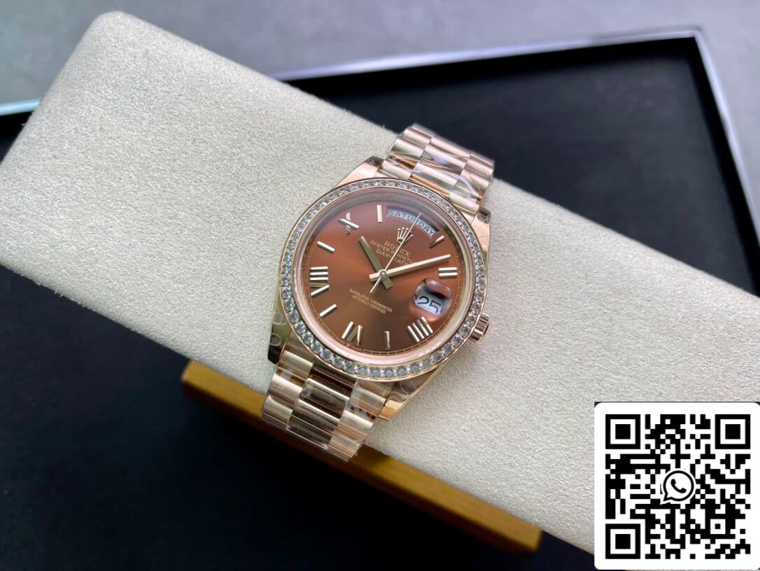 Rolex Day Date M228345RBR-0009 1:1 Melhor Edição EW Factory Mostrador Marrom