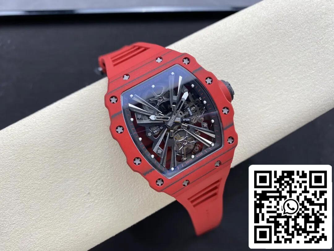 Richard Mille RM12-01 Tourbillon 1:1 Meilleure édition RM Factory Bracelet en caoutchouc rouge