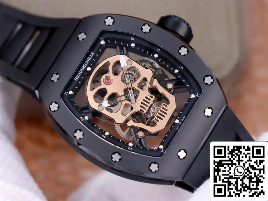 Richard Mille RM52-01 Tourbillon 1:1 Meilleure édition JB Factory Cadran crâne en or rose