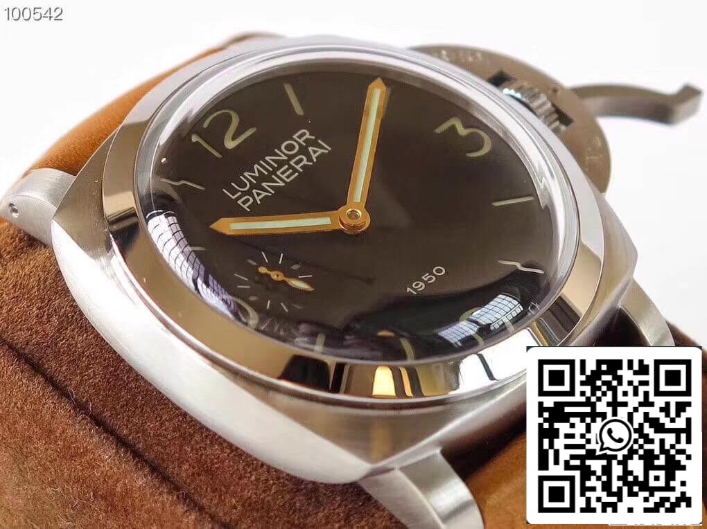 Panerai Luminor 1950 PAM127 ZF Factory 1:1 Meilleure édition suisse ETA A6497 Bracelet en cuir marron doux