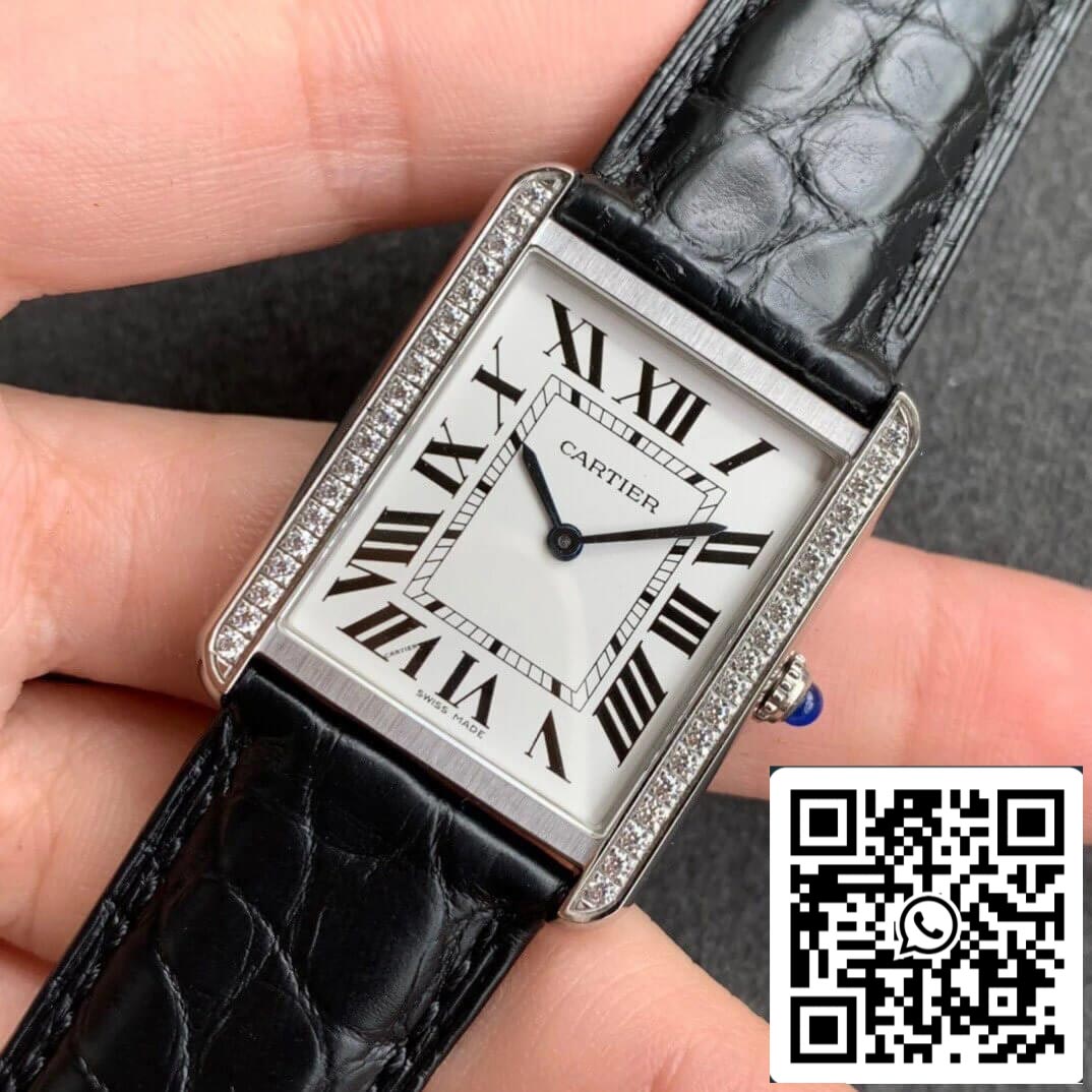 Cartier Tank 1:1 Best Edition K11 Fabrik schwarzes Lederarmband