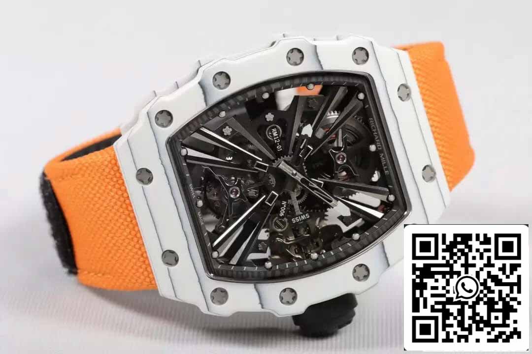 Richard Mille RM12-01 Tourbillon 1:1 Meilleure édition RM Factory Boîtier en fibre de carbone Bracelet orange